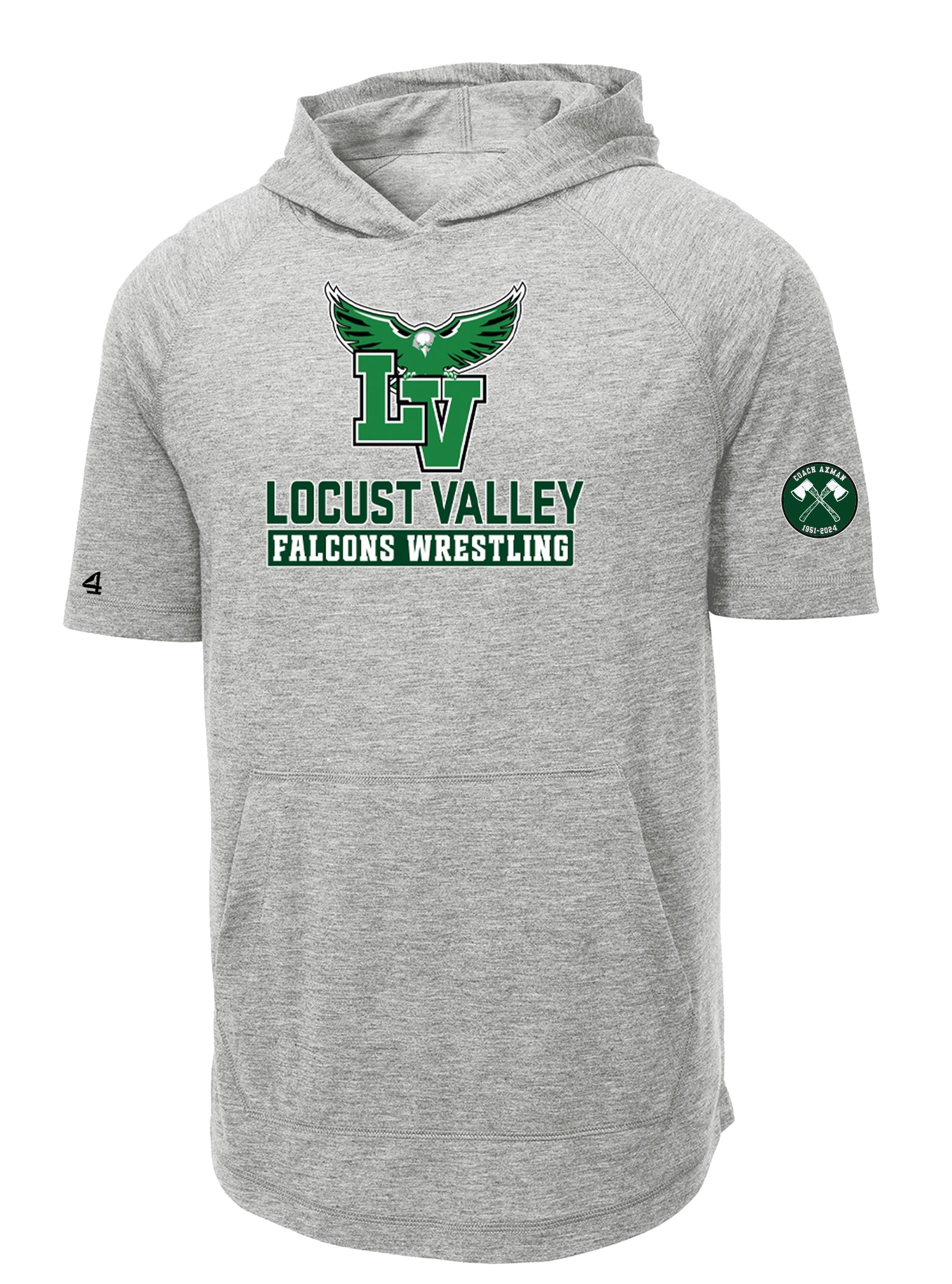 Locust Valley Falcons Wrestling Axman Short Sleeve Triblend Hoodie