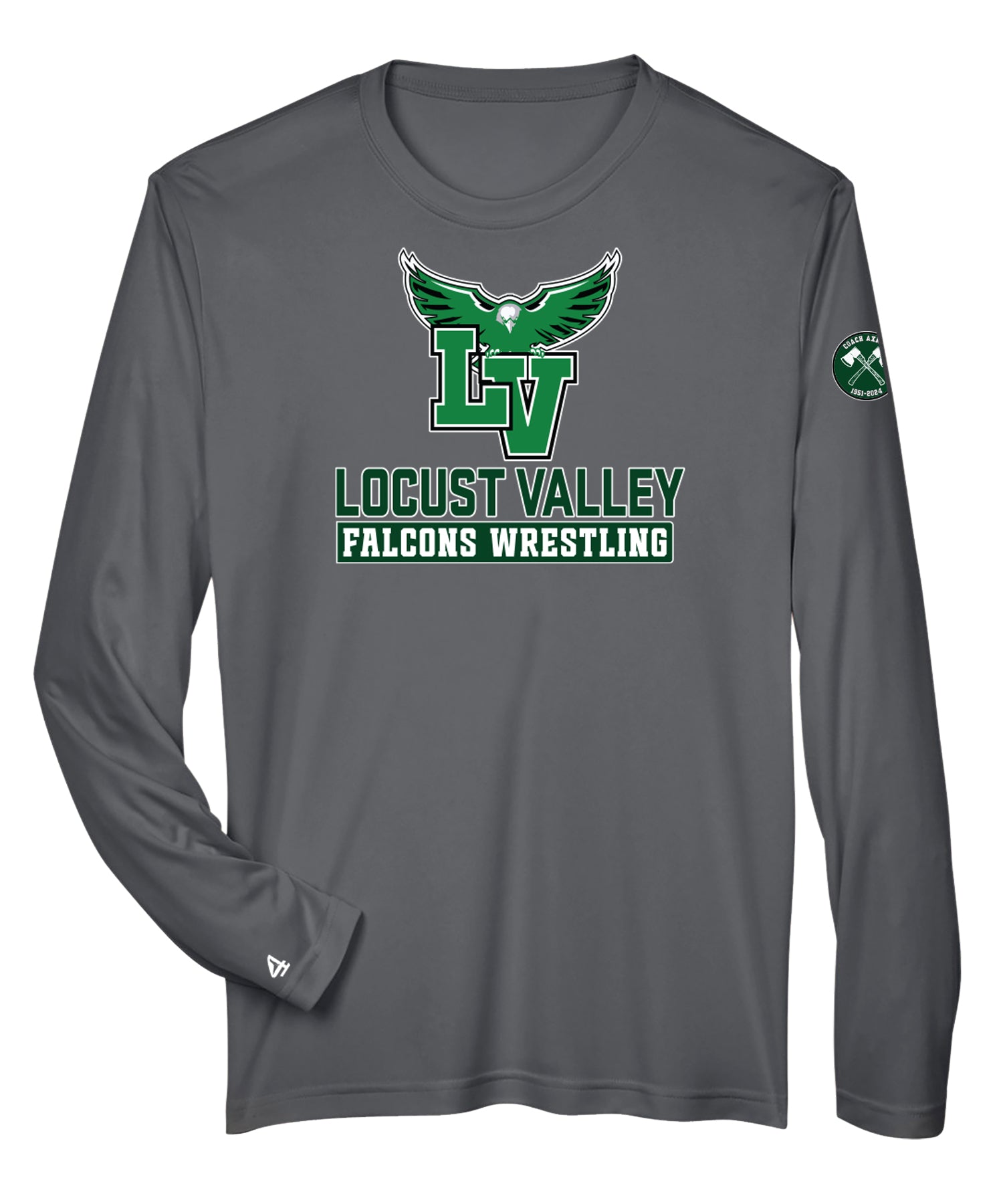 Locust Valley Falcons Wrestling Axman Long Sleeve Performance T-shirt