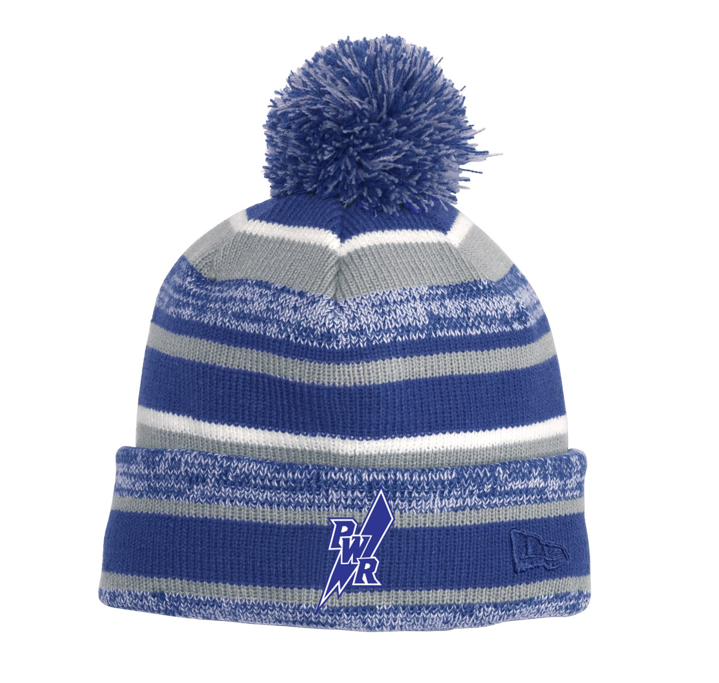 PWR Lightning Bolt Embroidered New Era Pom Pom Beanie