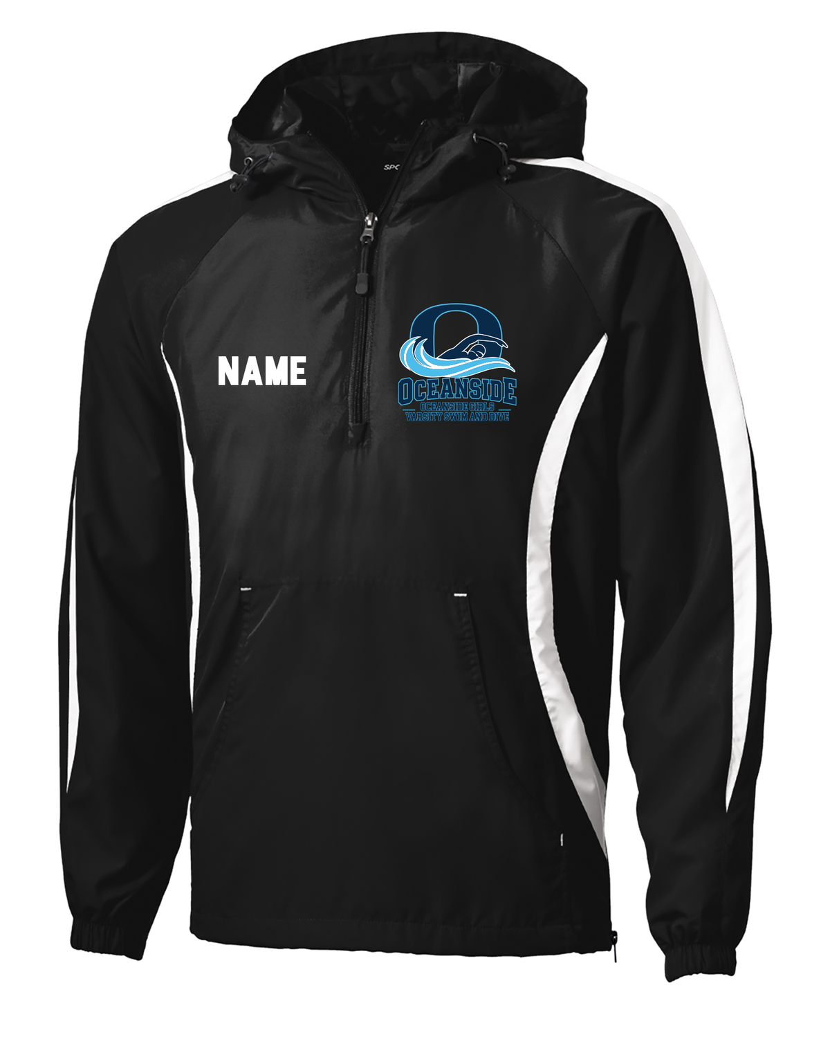 OCEANSIDE GIRLS VARSITY SWIM AND DIVE PRINTED ANORAK JACKET JST63