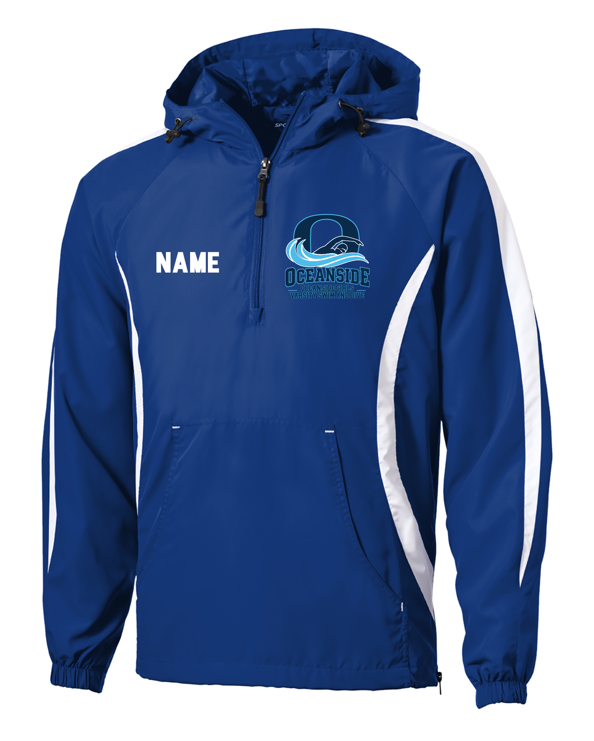 OCEANSIDE GIRLS VARSITY SWIM AND DIVE PRINTED ANORAK JACKET JST63