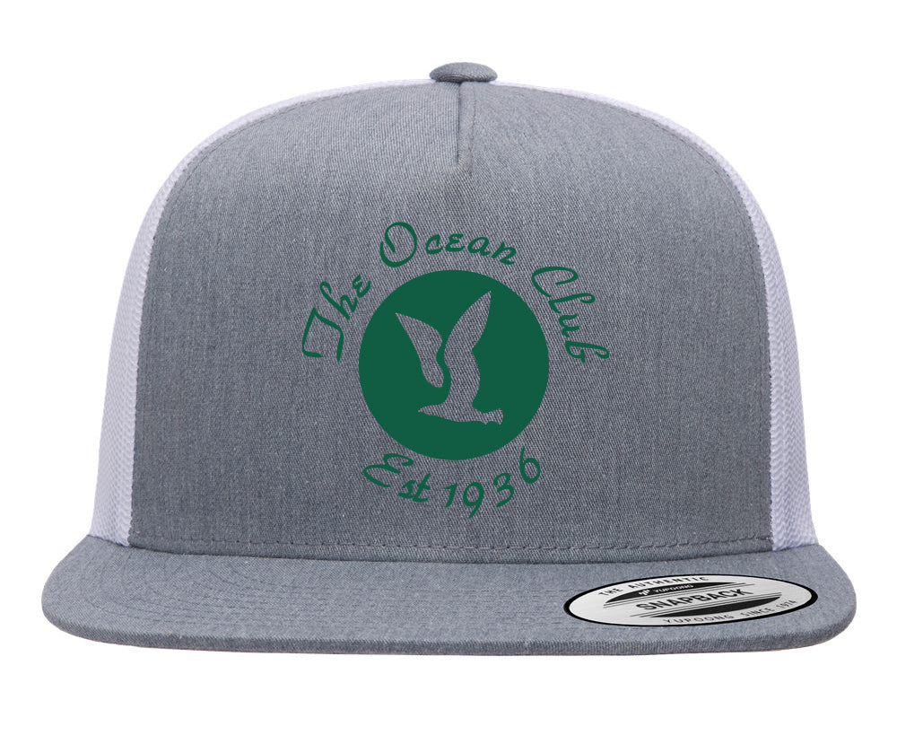 The Ocean Club EMBROIDERED Classic Five Panel Trucker Cap