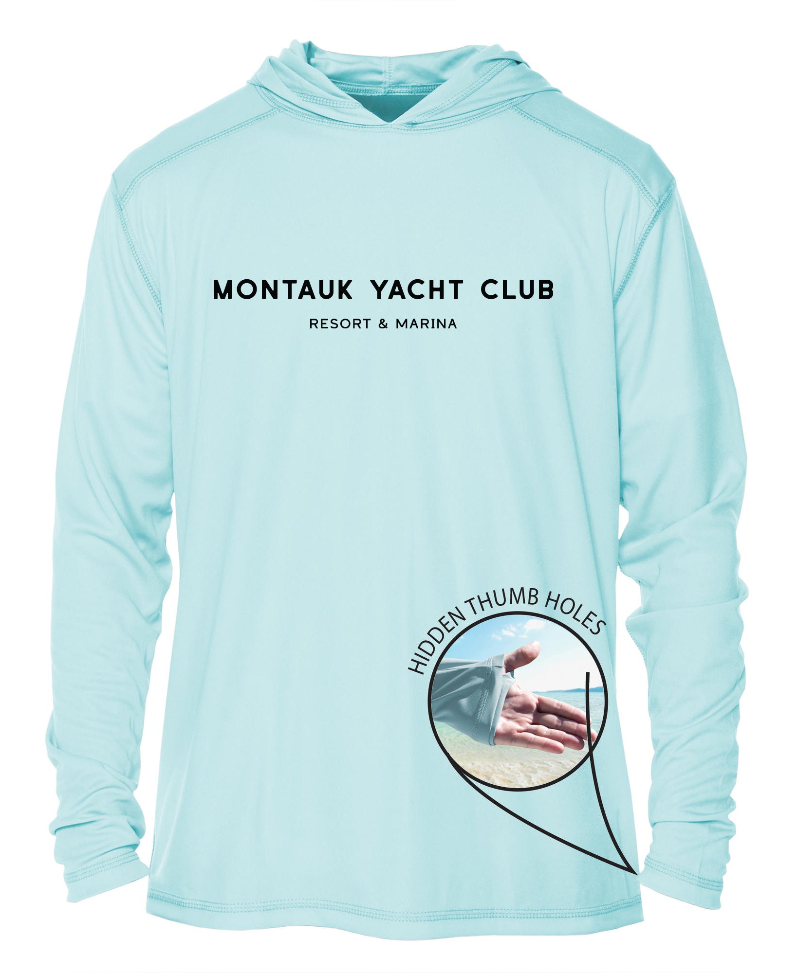 Montauk Yacht Club UPF 15+ MEN'S SOLAR RECYCLED HOODIE WITH THUMBHOLES