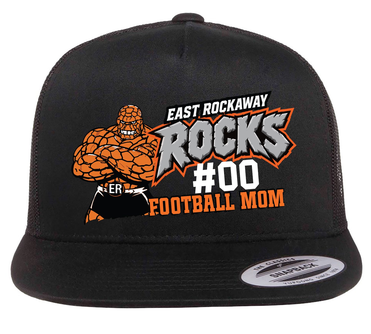EAST ROCKAWAY FOOTBALL MOM PRINTED CUSTOM PRINTED SNAPBACK HAT