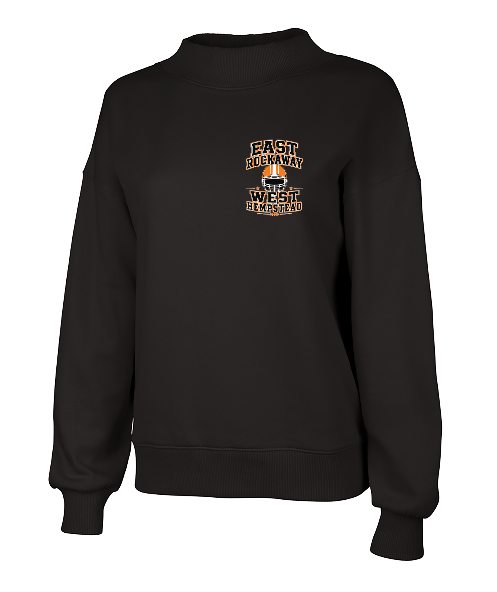 EAST ROCKAWAY & RAMS FOOTBALL Oversized Hoodie Pennant Juliet Mock-neck sweatshirt