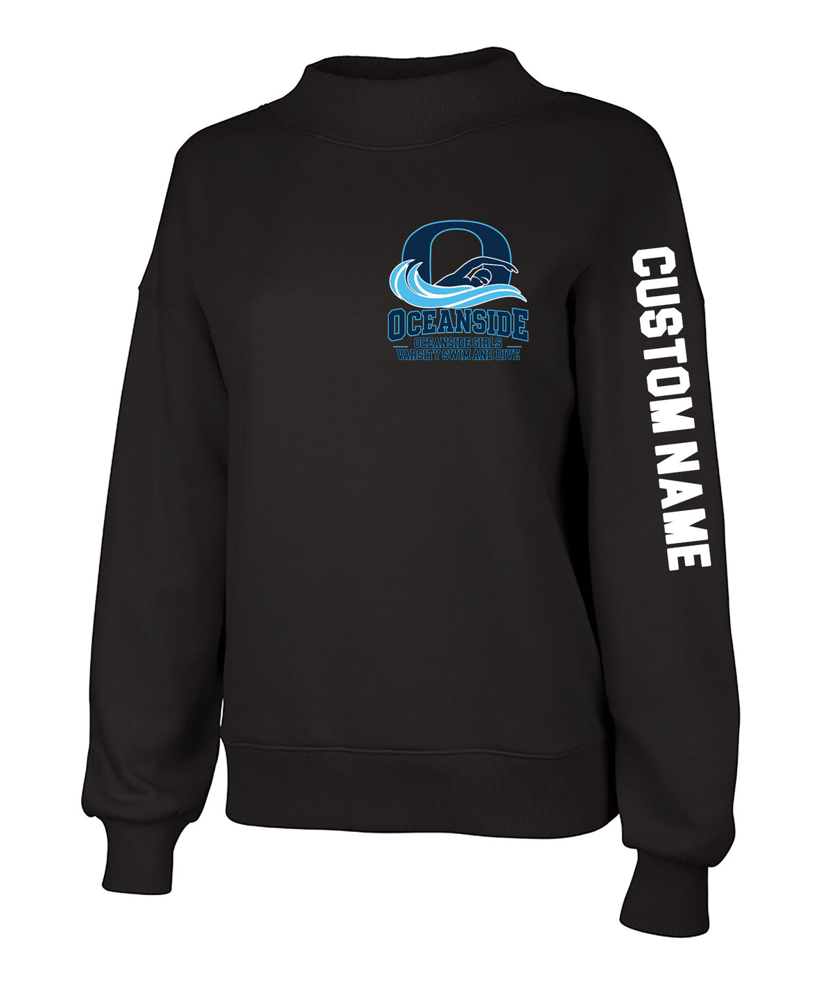 OCEANSIDE GIRLS VARSITY SWIM AND DIVE Charles River Mock Neck Sweatshirt 5726