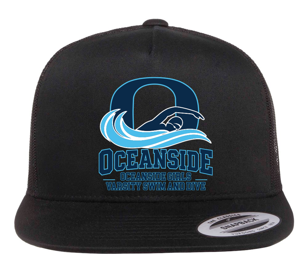 OCEANSIDE GIRLS VARSITY SWIM AND DIVE PRINTED TRUCKER HAT SNAPBACK 6006