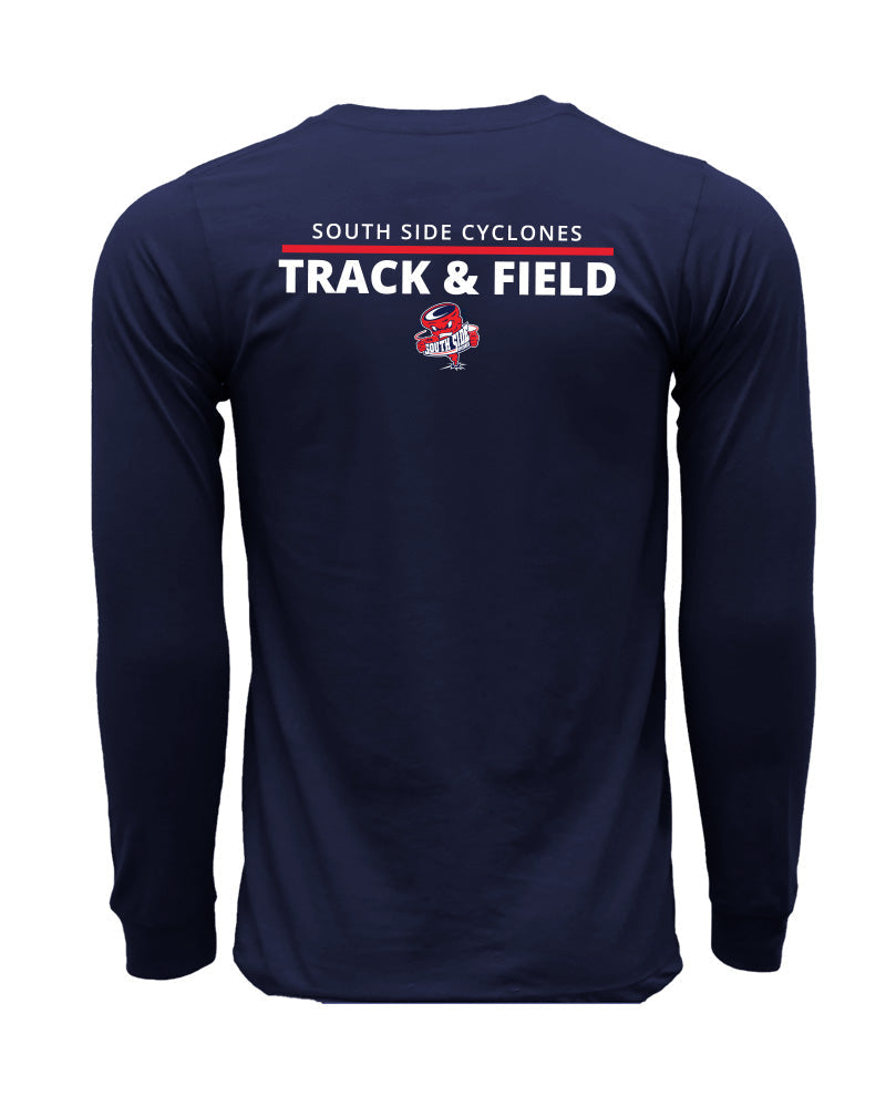 CYCLONES TRACK & FIELD Long Sleeve Navy Cotton Tee