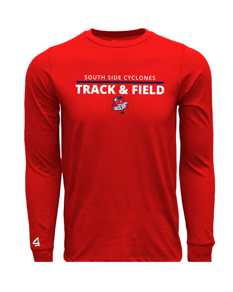 CYCLONES TRACK & FIELD Long Sleeve Red Cotton Tee