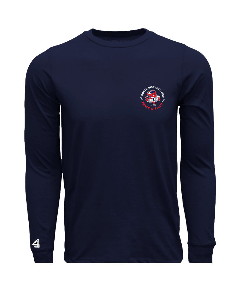 CYCLONES TRACK & FIELD Long Sleeve Navy Cotton Tee