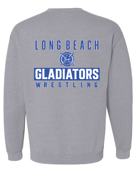 LB Gladiators Wrestling Breast Cancer Awareness Youth and Adult Crewneck