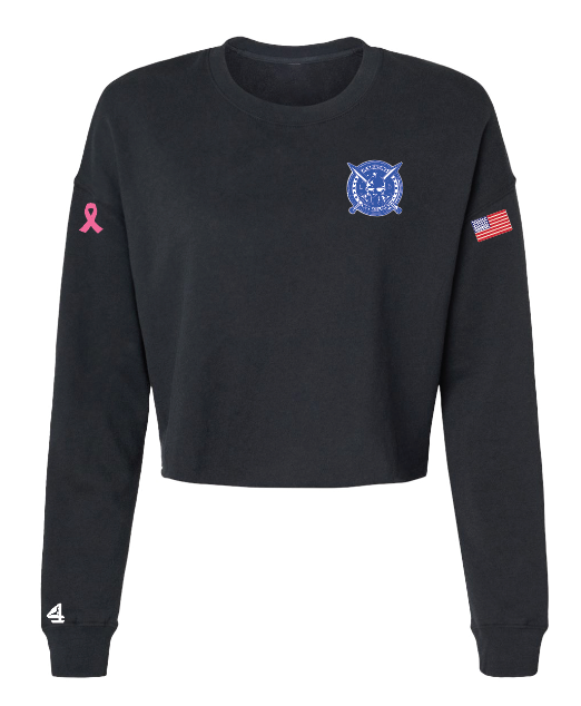 LB Gladiators Wrestling Breast Cancer Awareness Ladies Cropped Crewneck