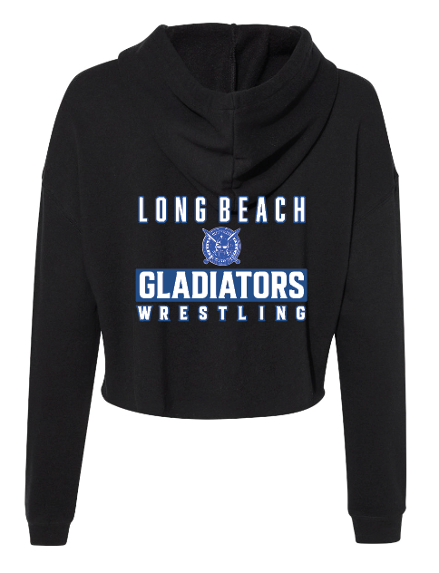 LB Gladiators Wrestling Breast Cancer Awareness Ladies Cropped Hoodie