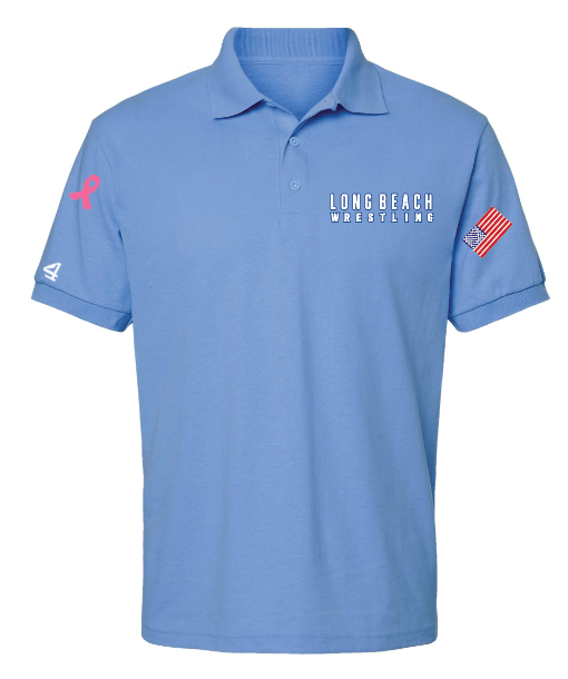 LB Gladiators Wrestling Cancer Awareness Embroidered and printed Youth and Adult Polos