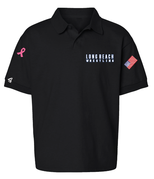 LB Gladiators Wrestling Cancer Awareness Embroidered and printed Youth and Adult Polos