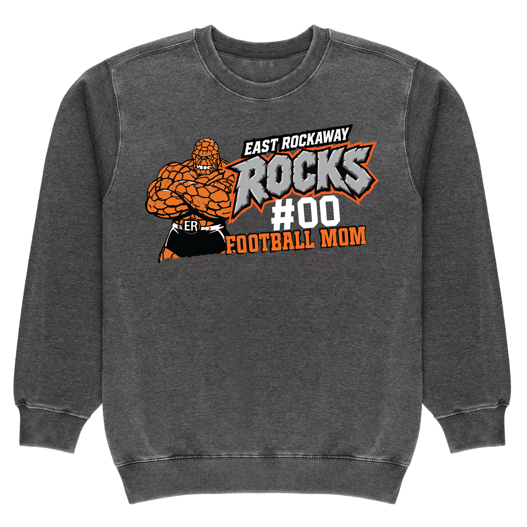 EAST ROCKAWAY FOOTBALL MOM CUSTOM NUMBER Mid Weight Premium Vintage Crewneck