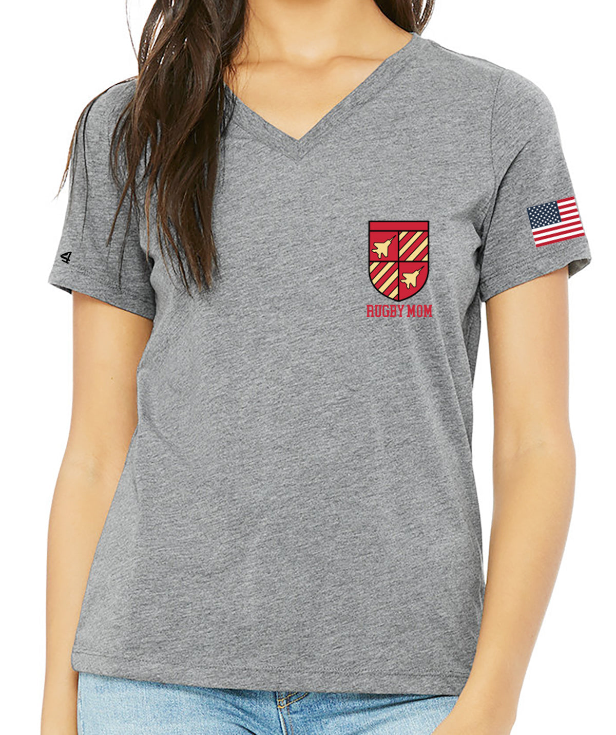 12 Flyers Rugby Battalion Mom V-neck Tshirt