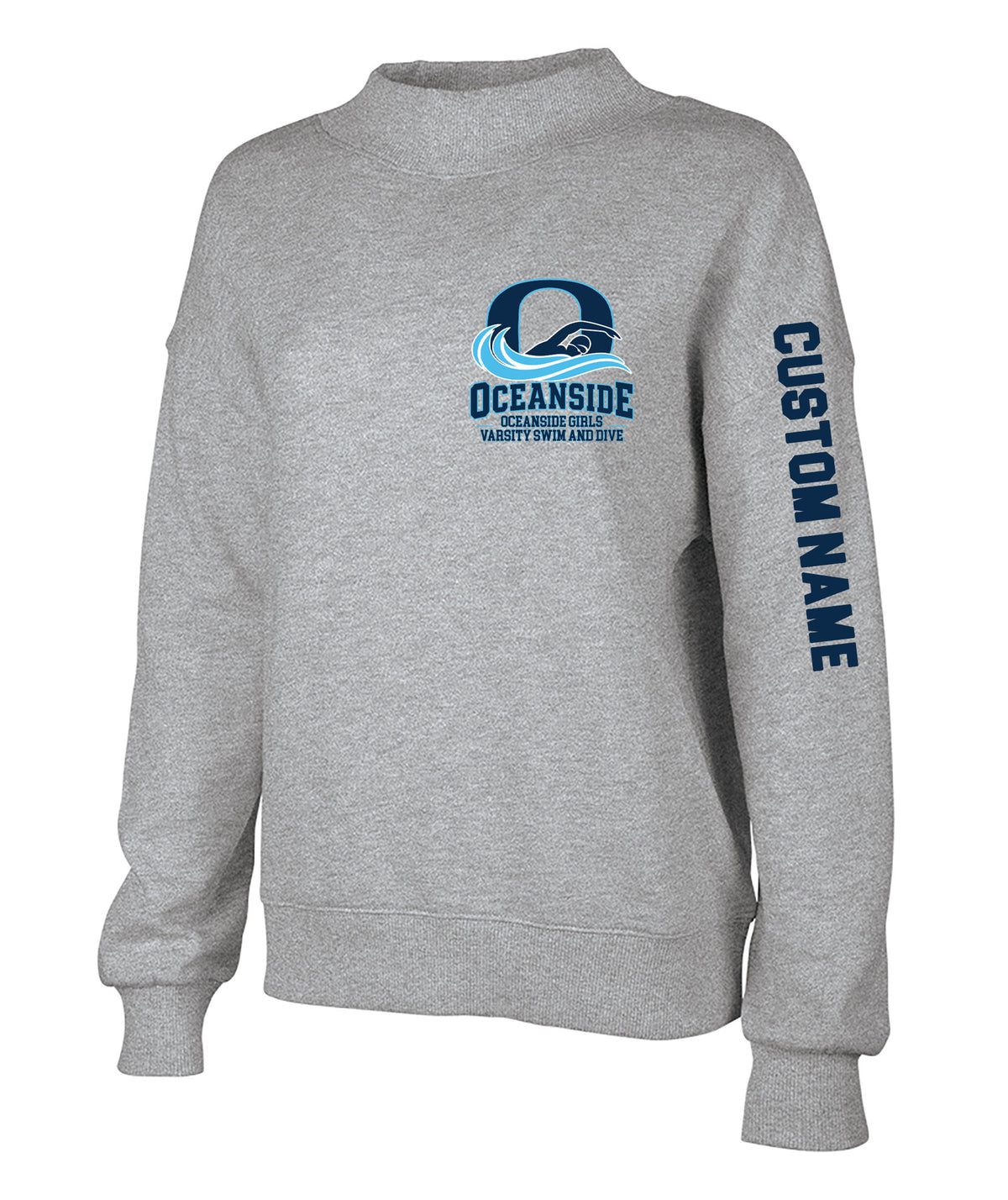 OCEANSIDE GIRLS VARSITY SWIM AND DIVE Charles River Mock Neck Sweatshirt 5726