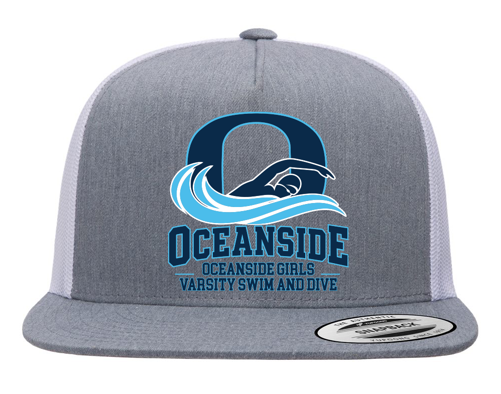 OCEANSIDE GIRLS VARSITY SWIM AND DIVE PRINTED TRUCKER HAT SNAPBACK 6006