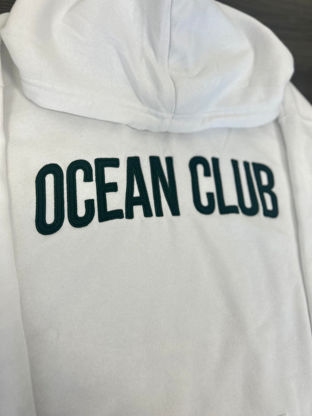 The Ocean Club solid Embroidred Applique Hoodie
