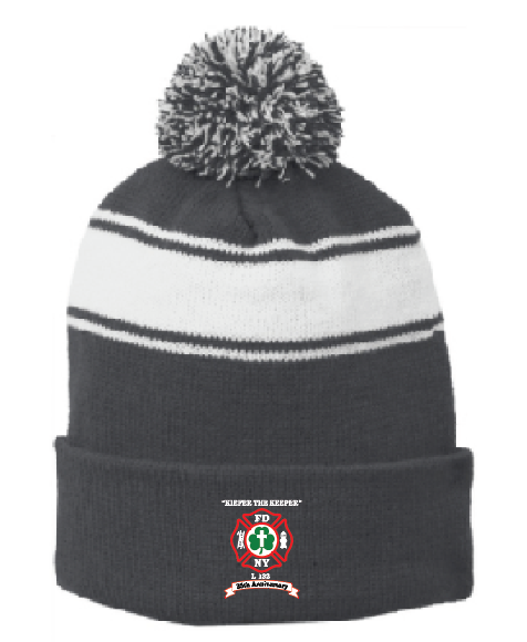 FDNY MICHAEL KIEFER 25 ANNIVERSARY EMBROIDERED POM POM BEANIE
