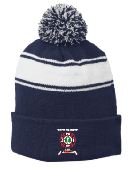 FDNY MICHAEL KIEFER 25 ANNIVERSARY EMBROIDERED POM POM BEANIE