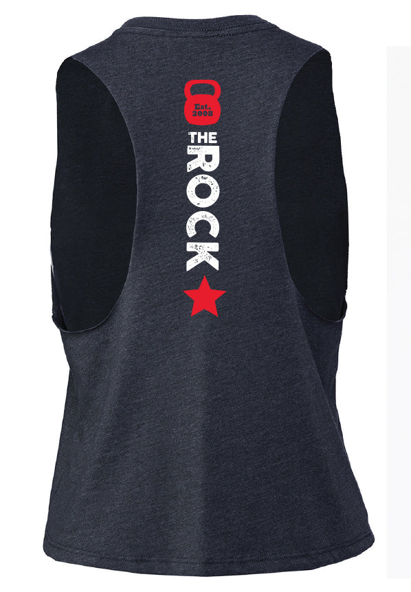 Crossfit the Rock Ladies Cropped Muscle Tank Top