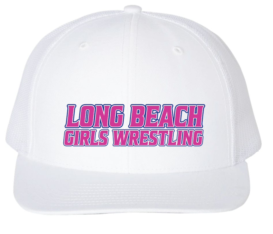 LONG BEACH GIRLS WRESTLING TEAM embroidered White Trucker Hat