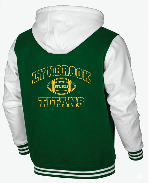 LYNBROOK TITANS FOOTBALL AND CHEER Printed and Embroidered Letterman Varsity Jacket