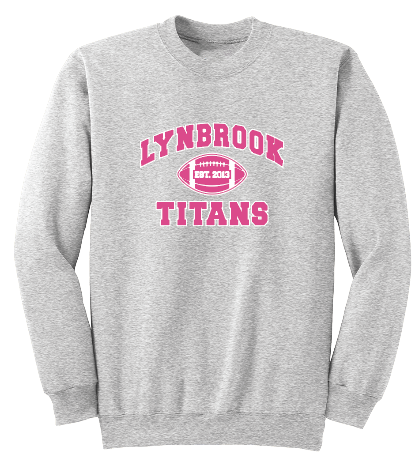 LYNBROOK TITANS FOOTBALL AND CHEER PINK CREWNECK