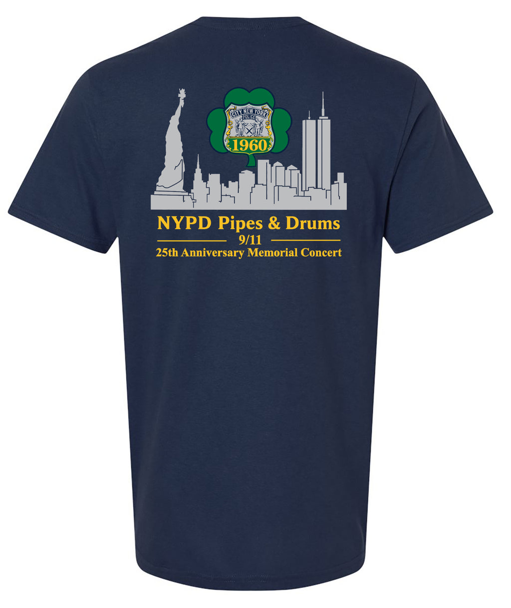 NYPD PIPES AND DRUMS 911 MEMORIAL CONCERT NAVY T-SHIRT