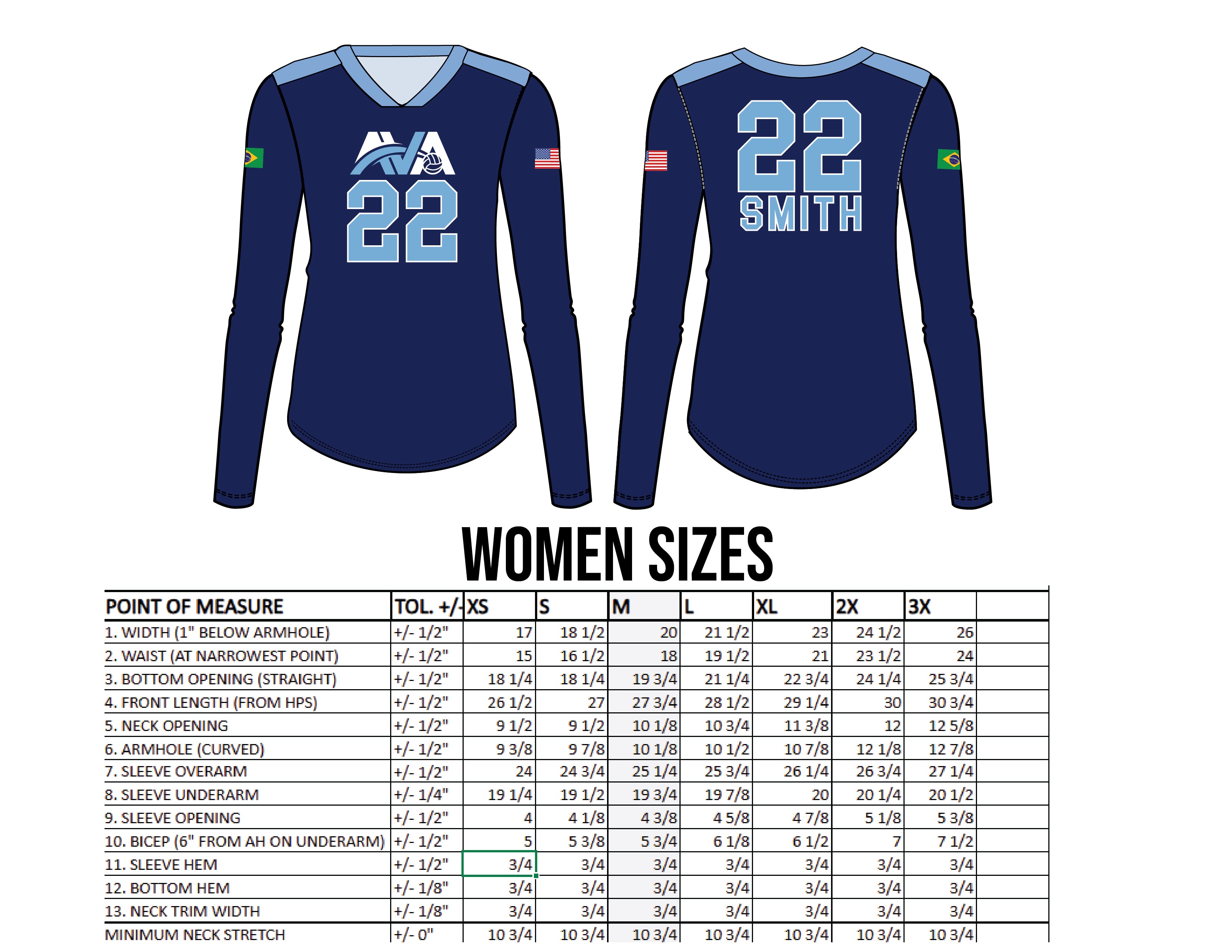 AVA Atlantic Volleyball Academy Long Sleeve Jersey