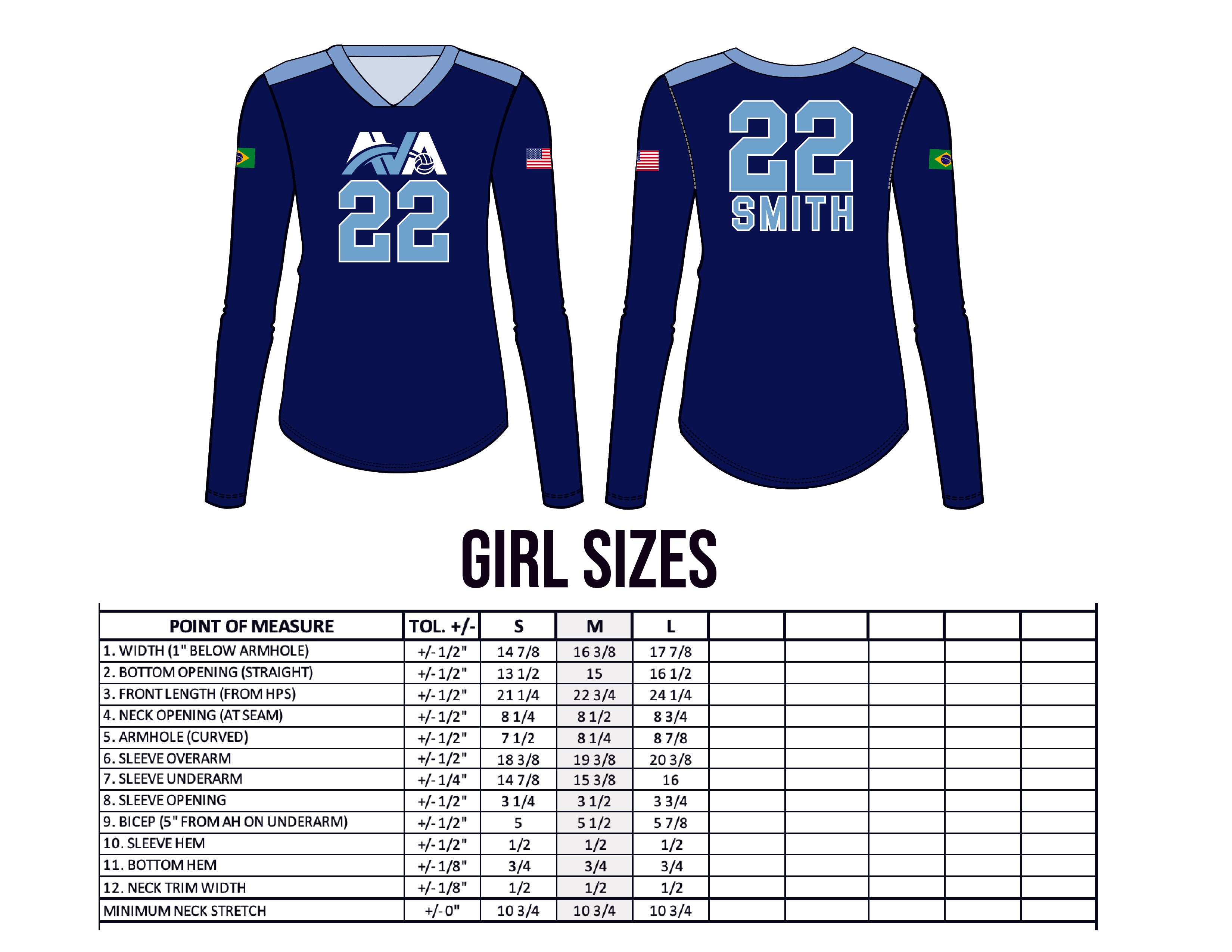 AVA Atlantic Volleyball Academy Long Sleeve Jersey