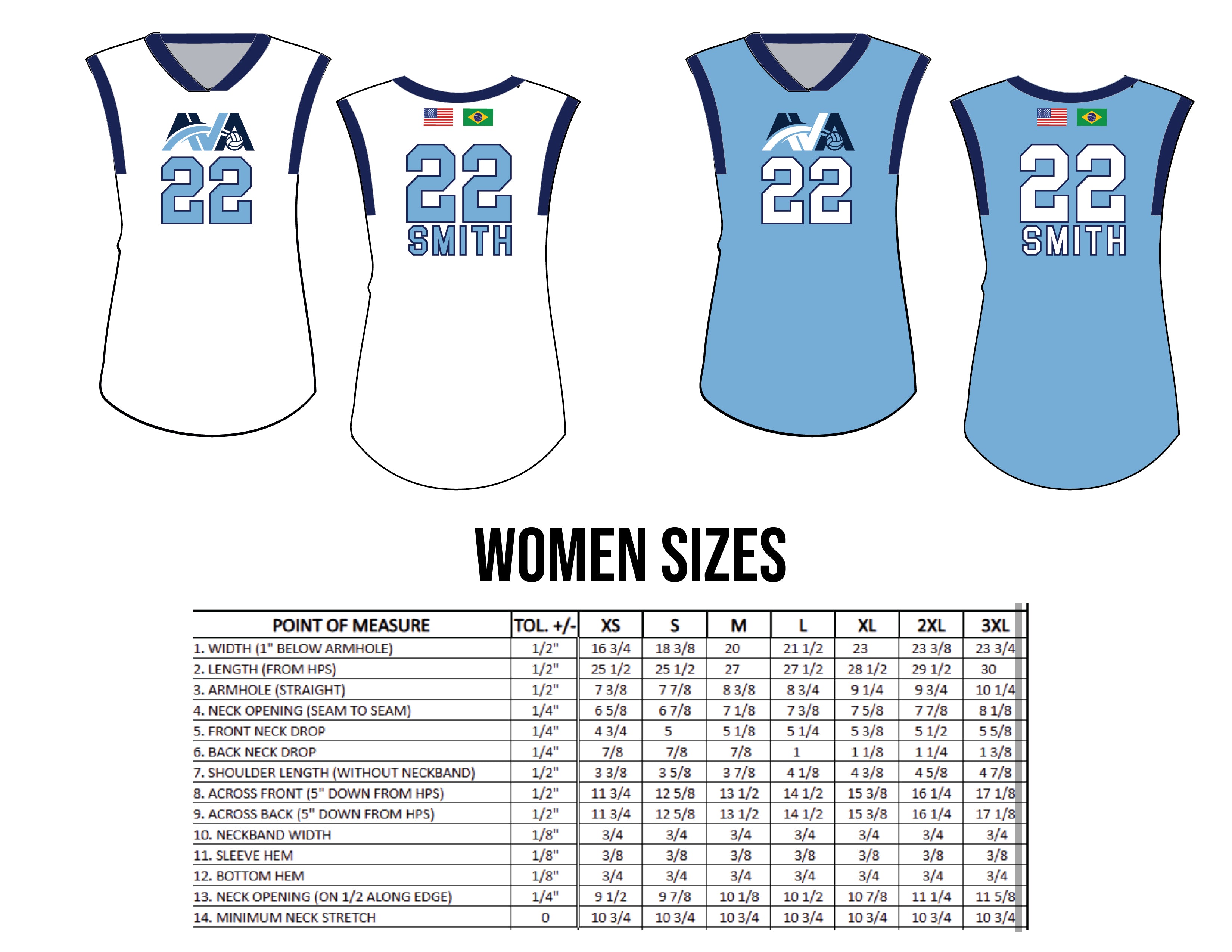 AVA Atlantic Volleyball Academy sets of 2 Sleeveless Jersey