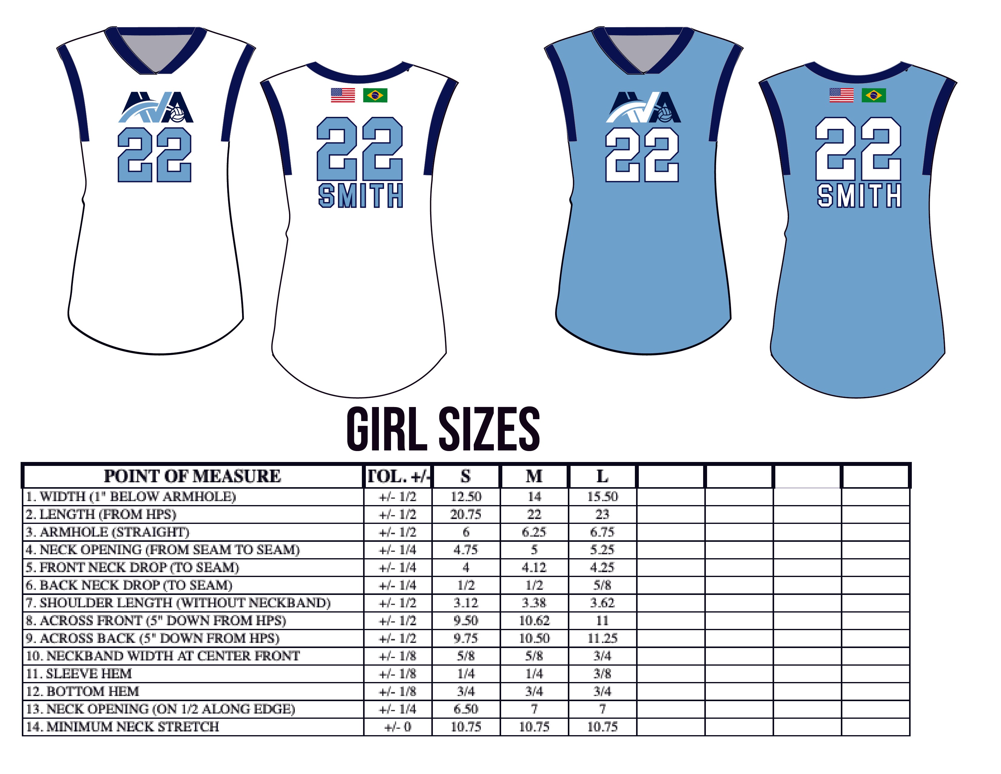 AVA Atlantic Volleyball Academy sets of 2 Sleeveless Jersey