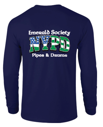 NYPD PIPES AND DRUMS Emerald Society Flag Long Sleeve shirt
