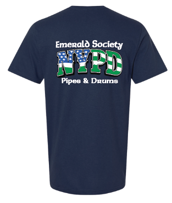 NYPD PIPES AND DRUMS Emerald Society Flag Short Sleeve Tee