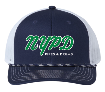 NYPD PIPES AND DRUMS Script Rope Trucker Hat