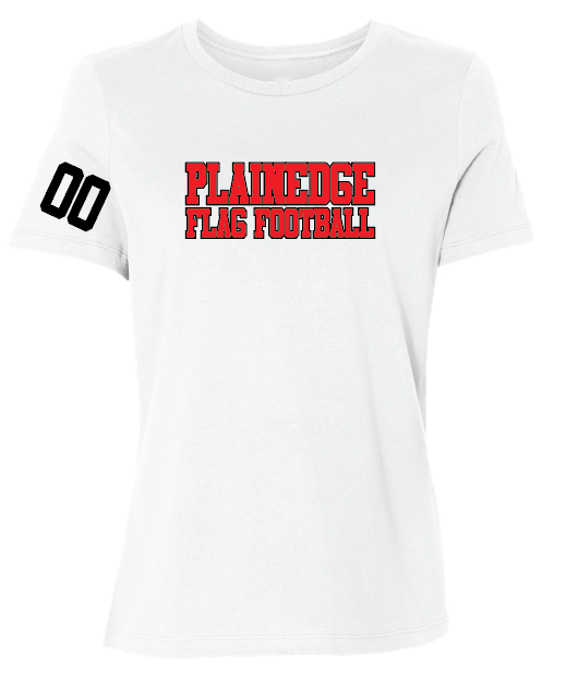 PLAINEDGE FLAG FOOTBALL  Champs Women's White Tee