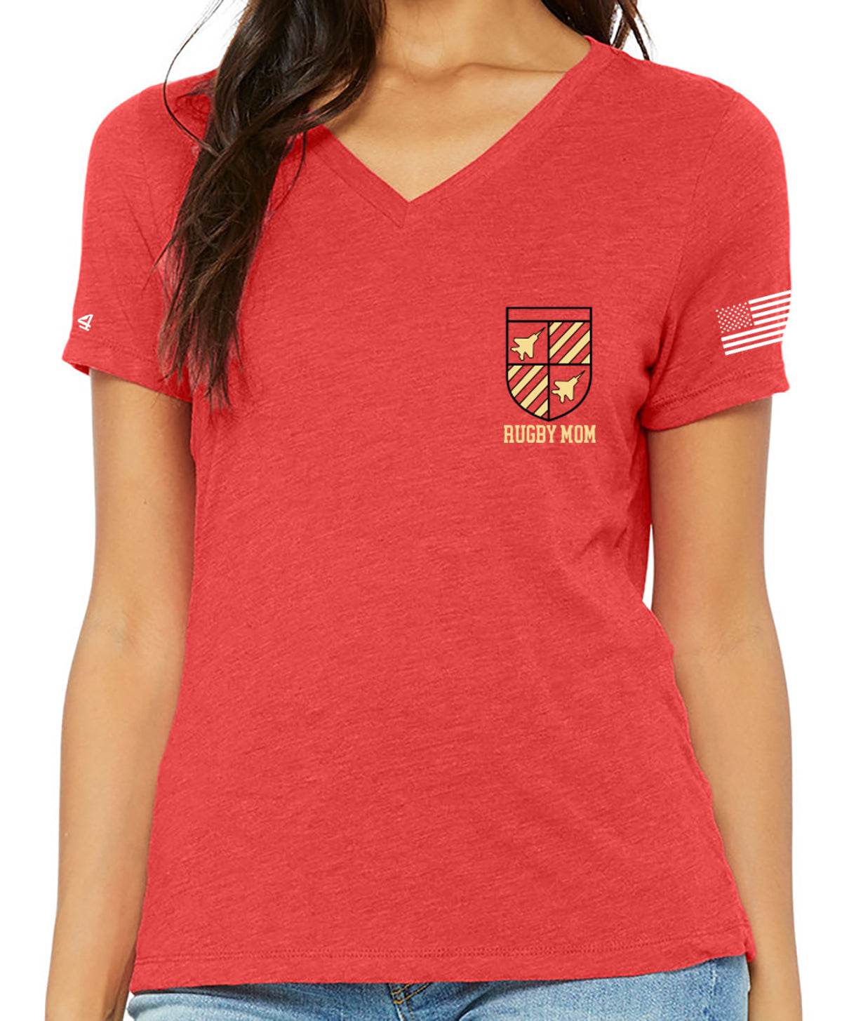 12 Flyers Rugby Battalion Mom V-neck Tshirt