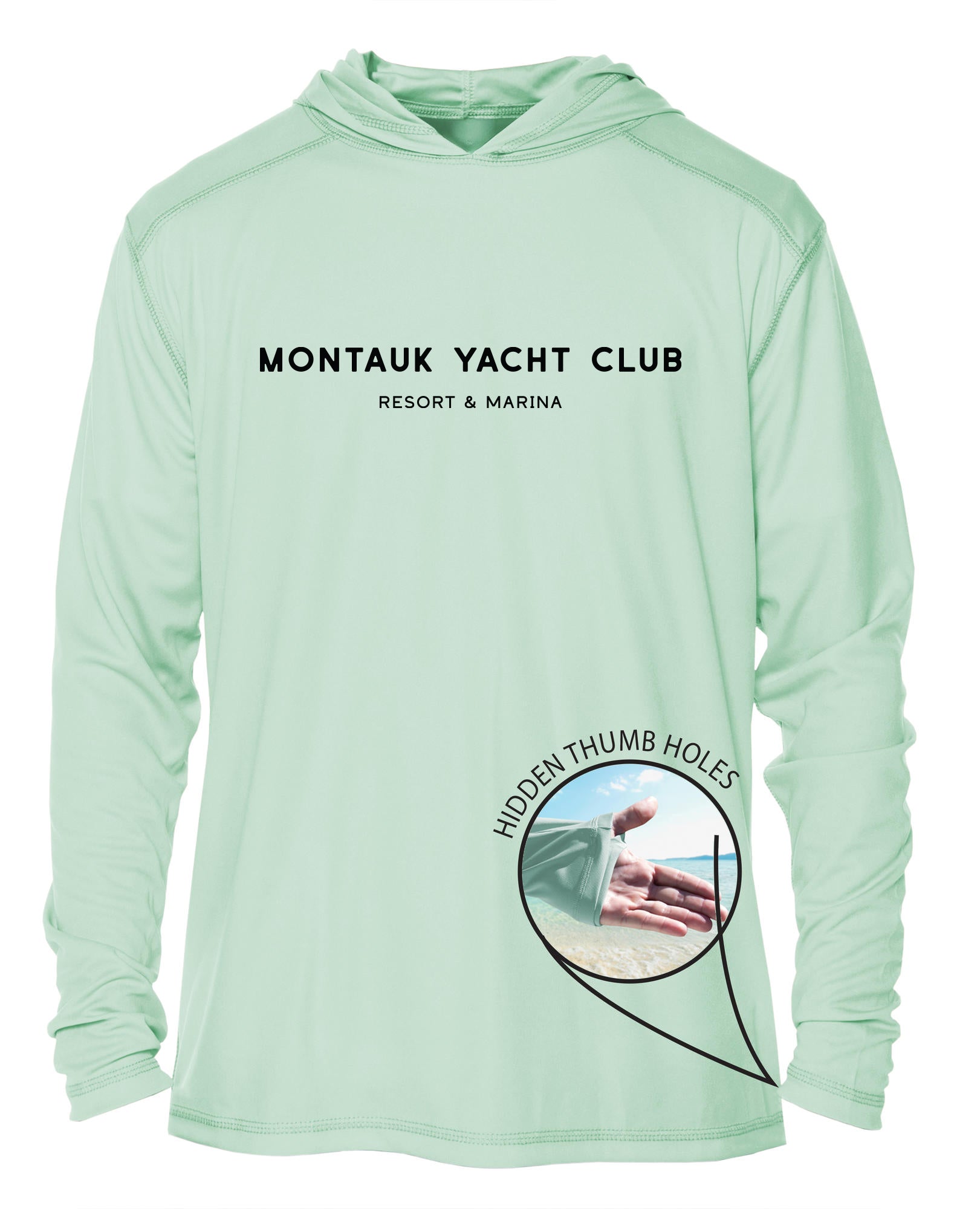 Montauk Yacht Club UPF 15+ MEN'S SOLAR RECYCLED HOODIE WITH THUMBHOLES