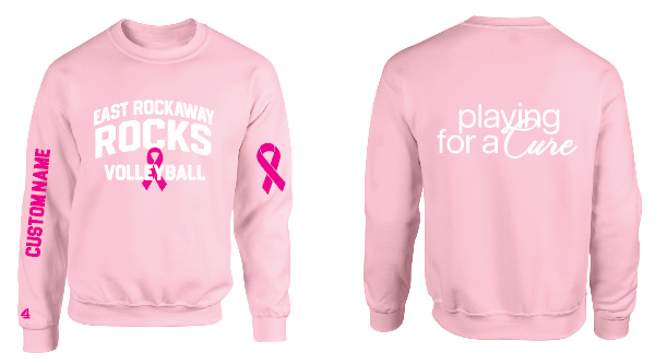East Rockaway Volleyball pinkRibbon Crewneck