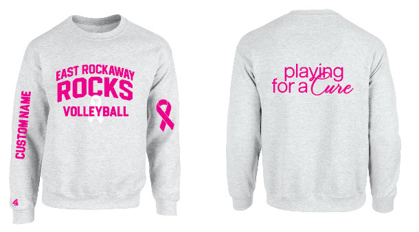 East Rockaway Volleyball pinkRibbon Crewneck