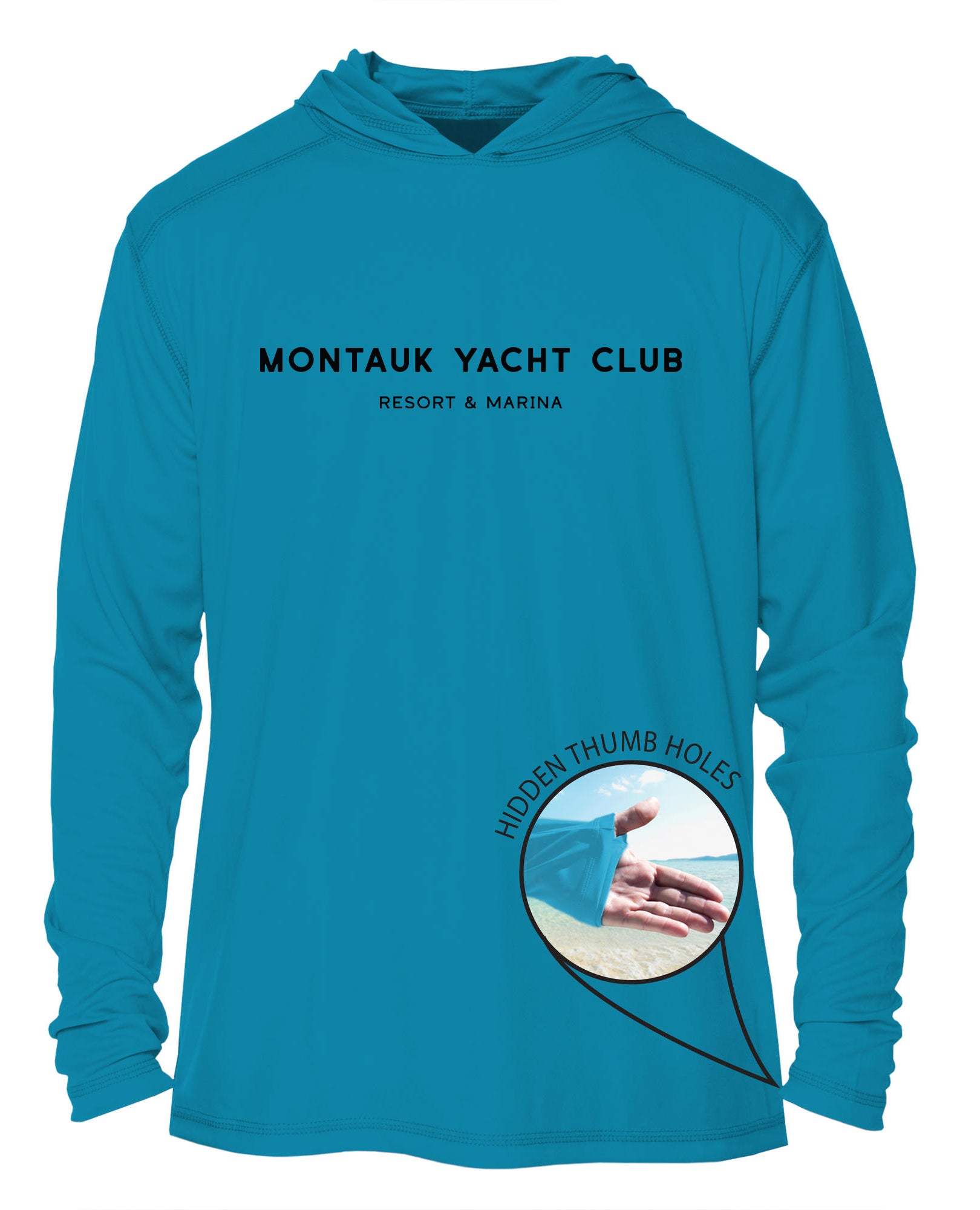 Montauk Yacht Club UPF 15+ MEN'S SOLAR RECYCLED HOODIE WITH THUMBHOLES