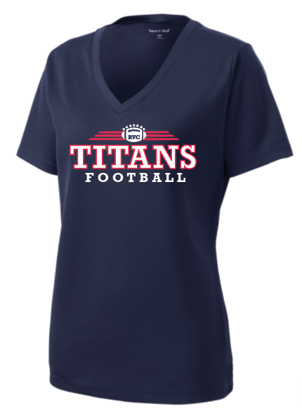 Titans Football Womens V-neck Short Sleeve Shirt