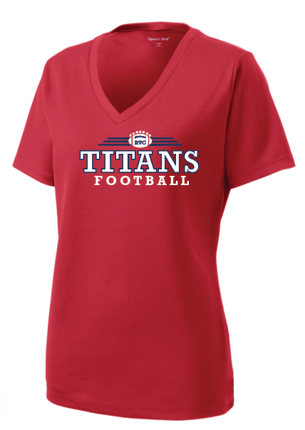 Titans Football Womens V-neck Short Sleeve Shirt