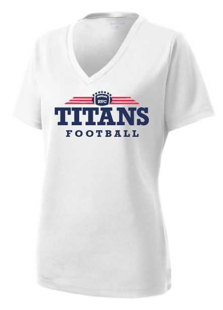 Titans Football Womens V-neck Short Sleeve Shirt
