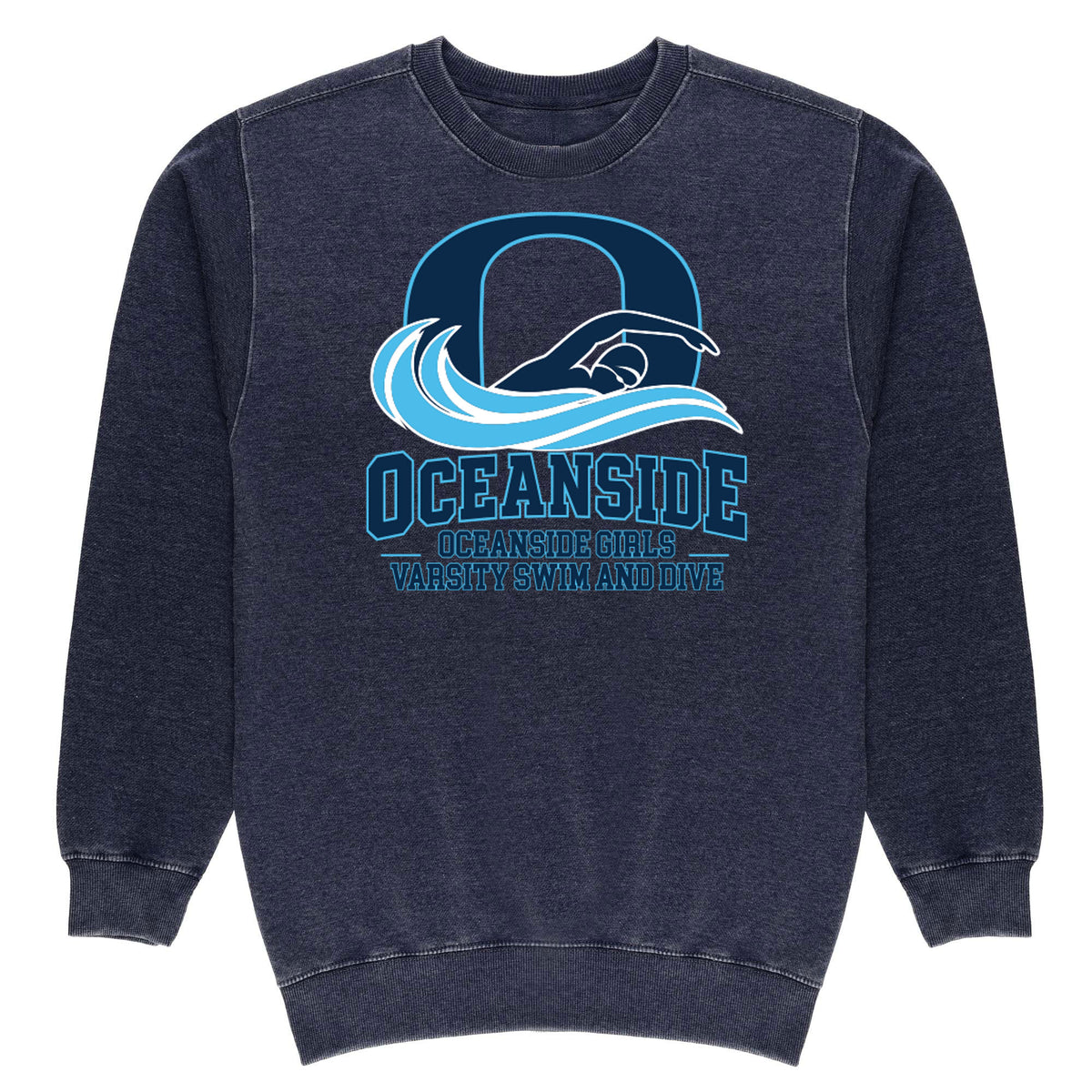 OCEANSIDE GIRLS VARSITY SWIM AND DIVE VINTAGE CREWNECK