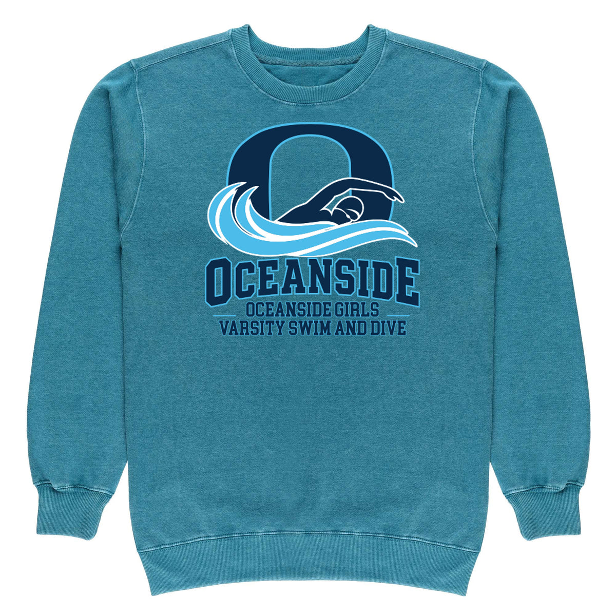 OCEANSIDE GIRLS VARSITY SWIM AND DIVE VINTAGE CREWNECK
