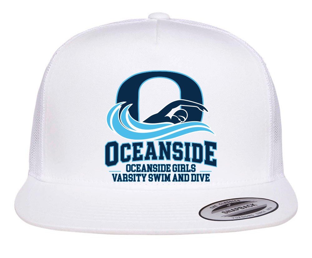 OCEANSIDE GIRLS VARSITY SWIM AND DIVE PRINTED TRUCKER HAT SNAPBACK 6006